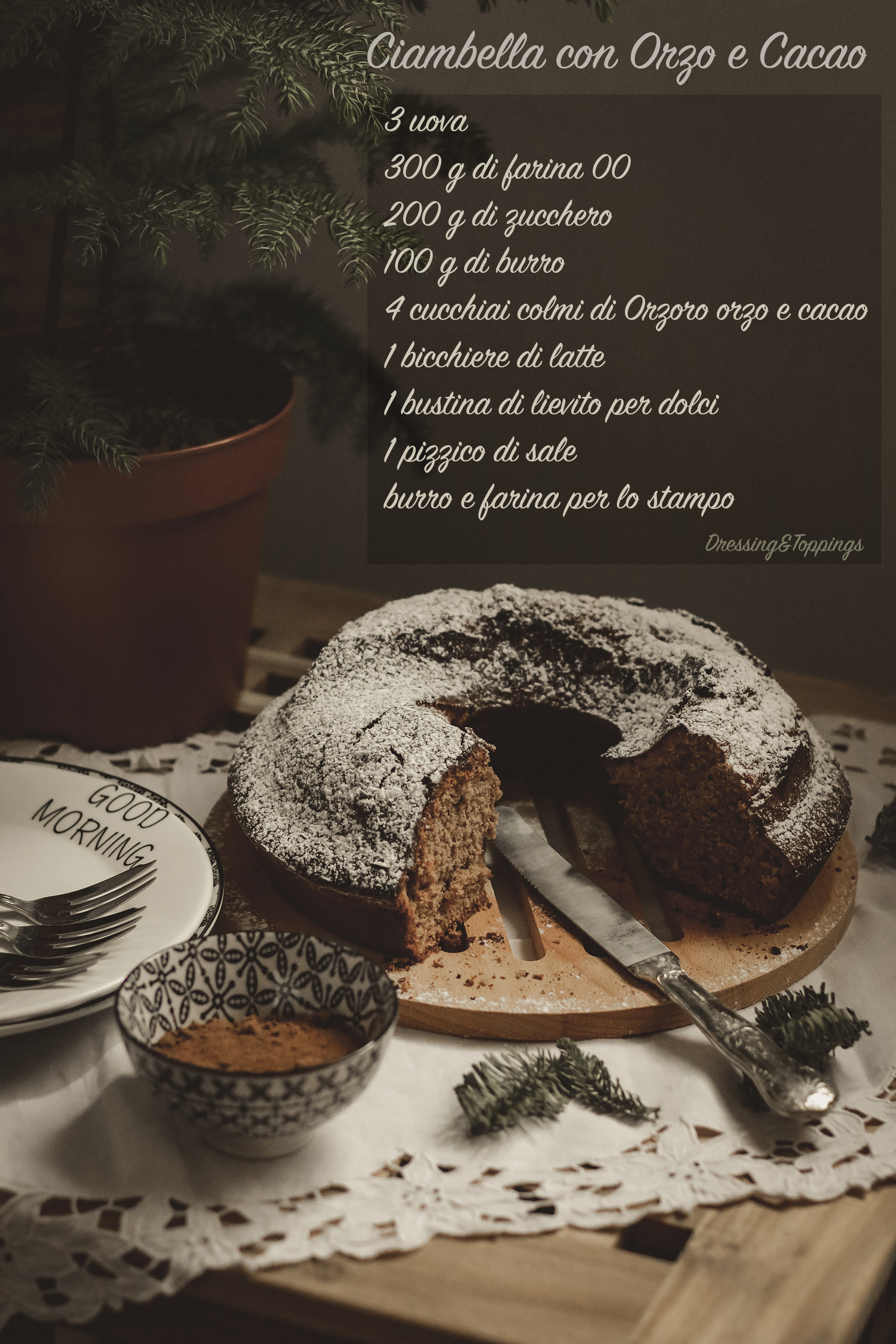 ciambella con orzo e cacao