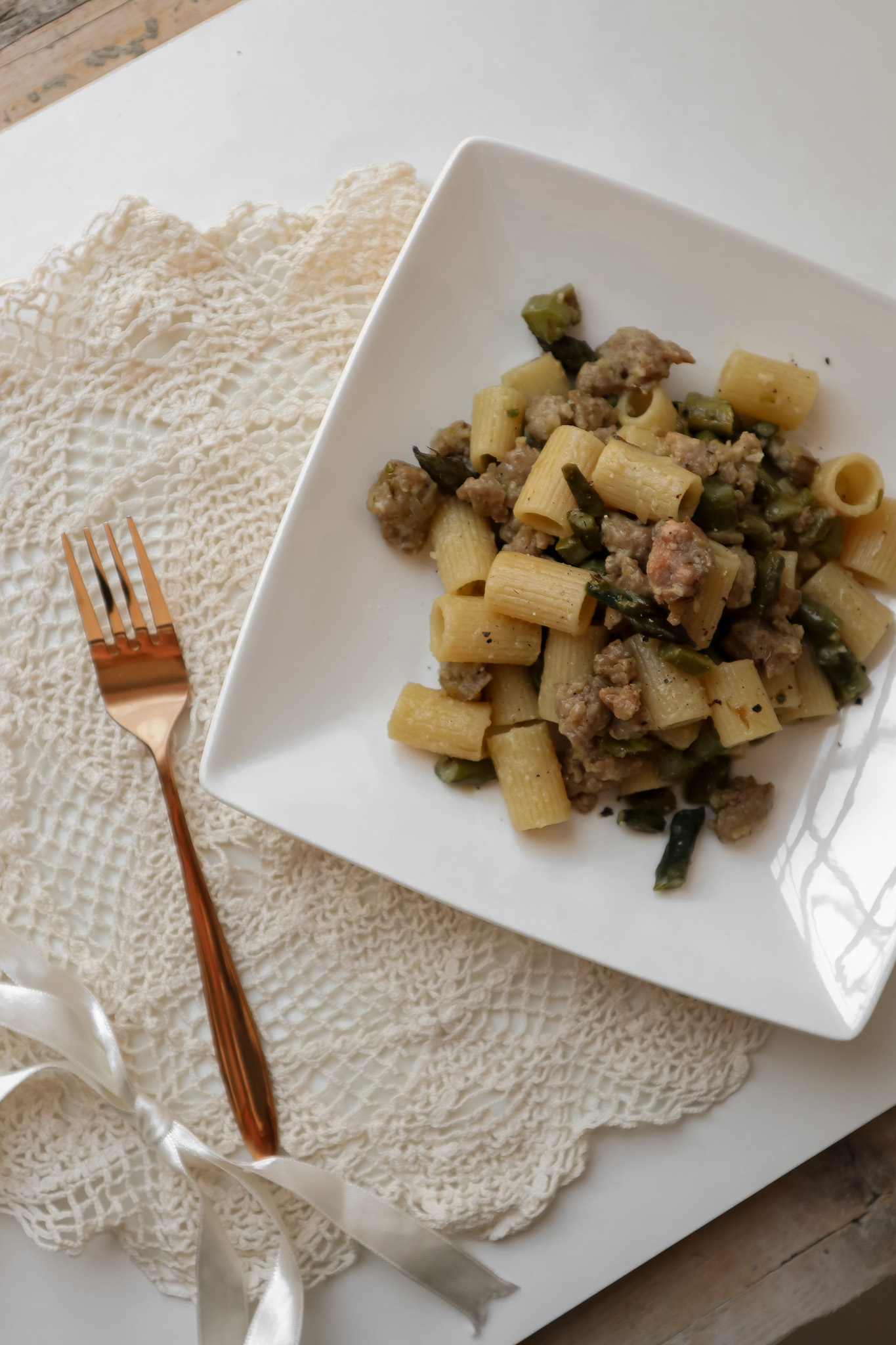 pasta asparagi e salsiccia