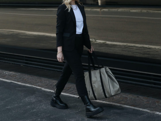 tailleur nero giacca pantalone